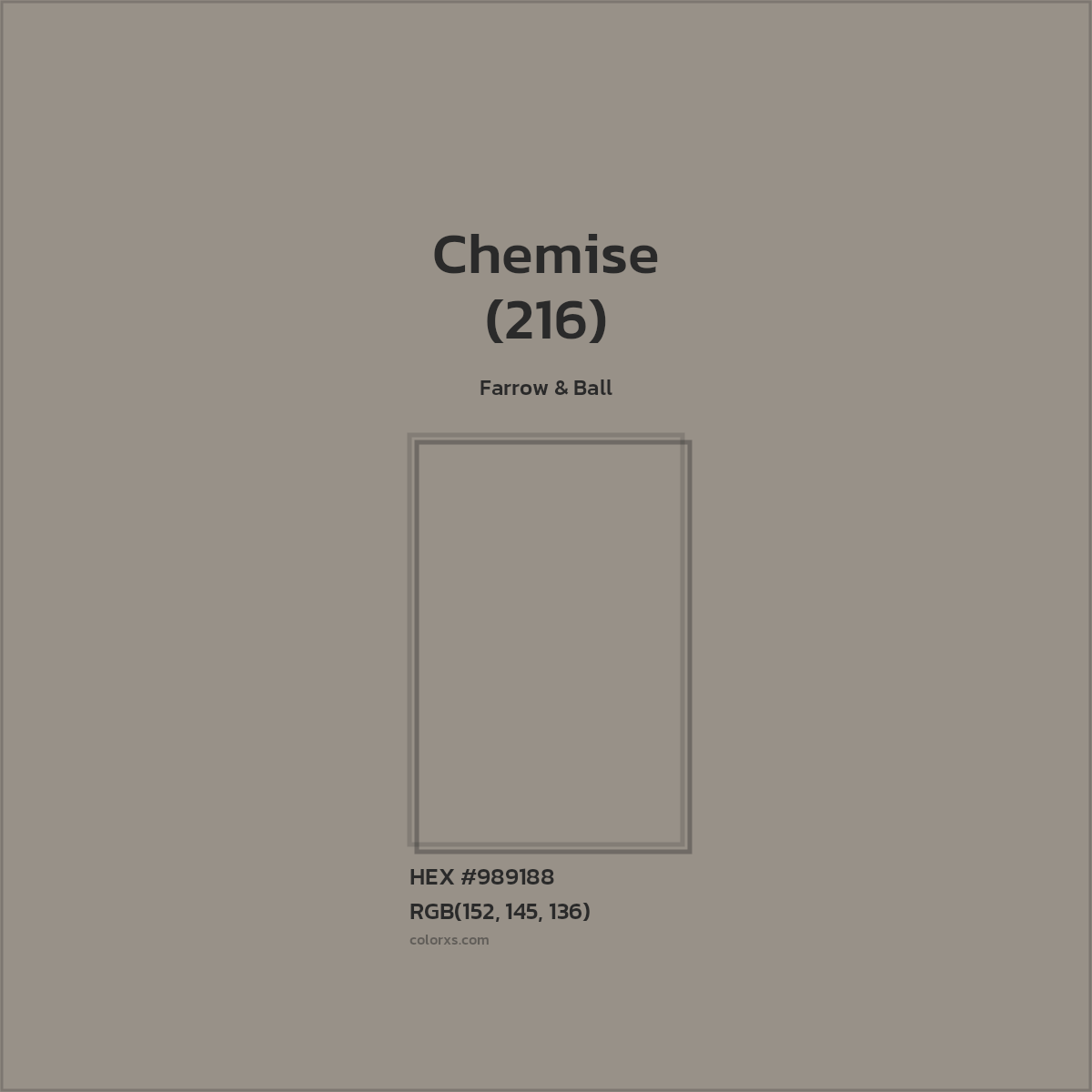 HEX #989188 Chemise (216) Paint Farrow & Ball - Color Code