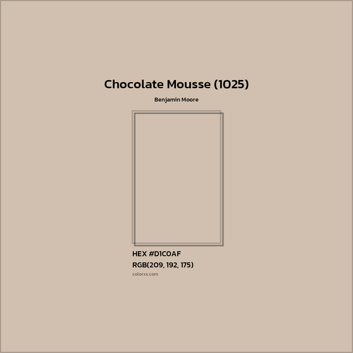 HEX #D1C0AF Chocolate Mousse (1025) Paint Benjamin Moore - Color Code