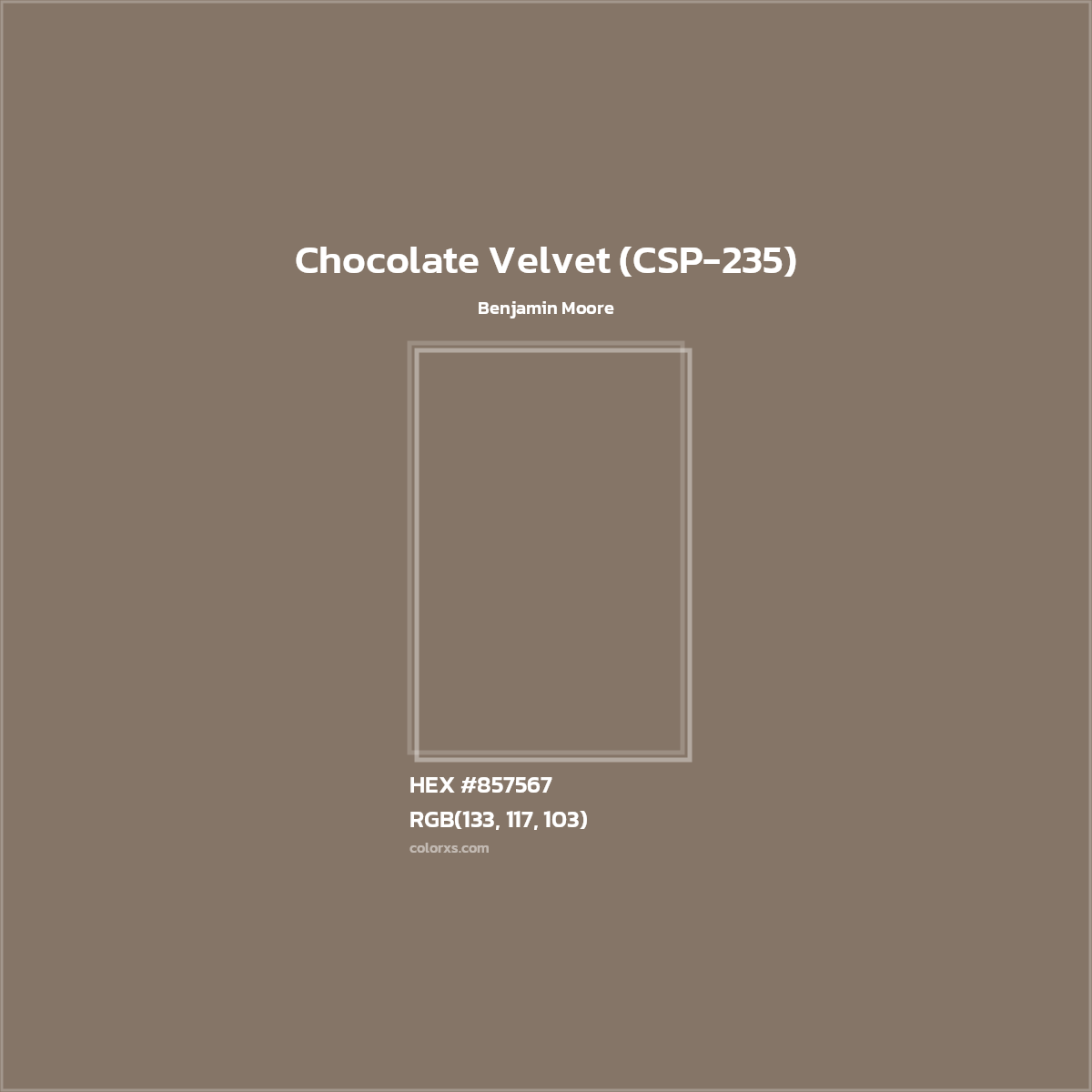 HEX #857567 Chocolate Velvet (CSP-235) Paint Benjamin Moore - Color Code