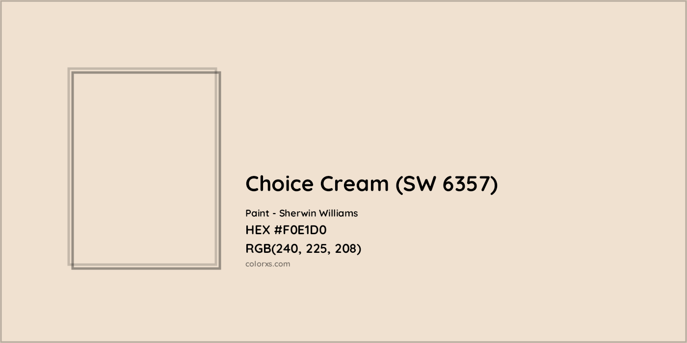 HEX #F0E1D0 Choice Cream (SW 6357) Paint Sherwin Williams - Color Code