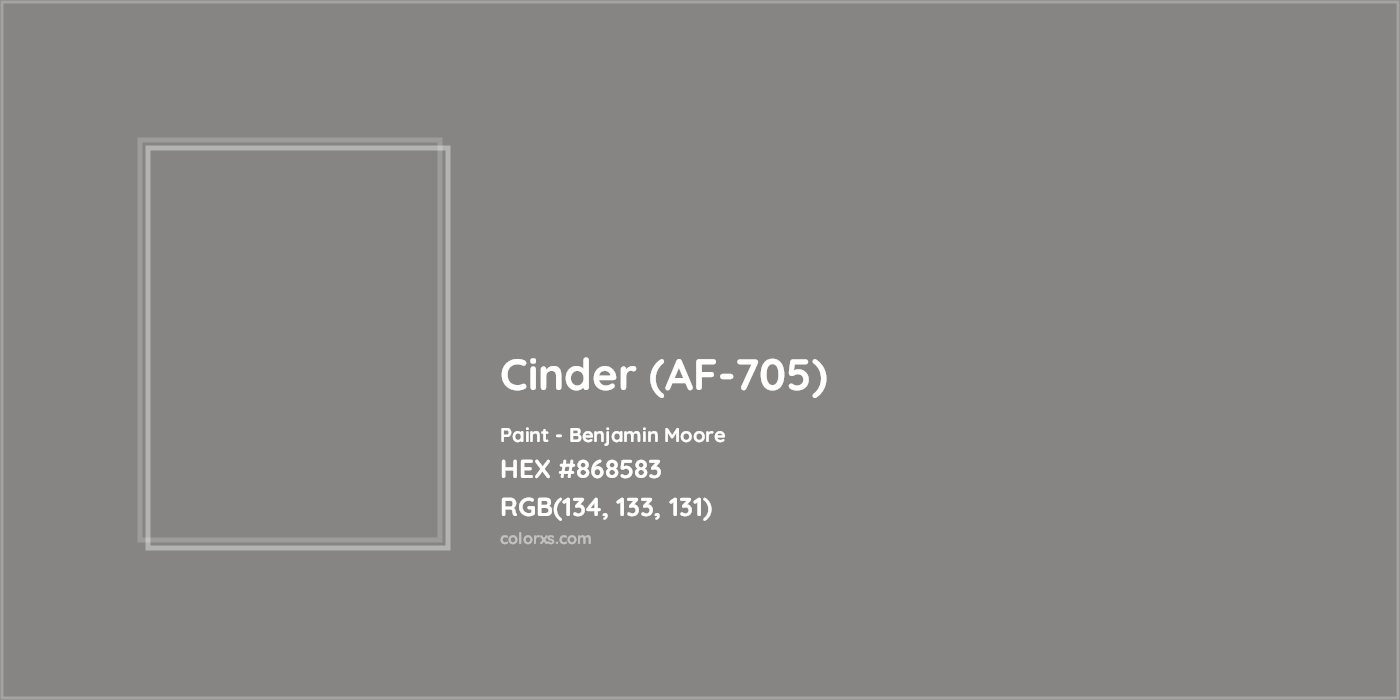 HEX #868583 Cinder (AF-705) Paint Benjamin Moore - Color Code