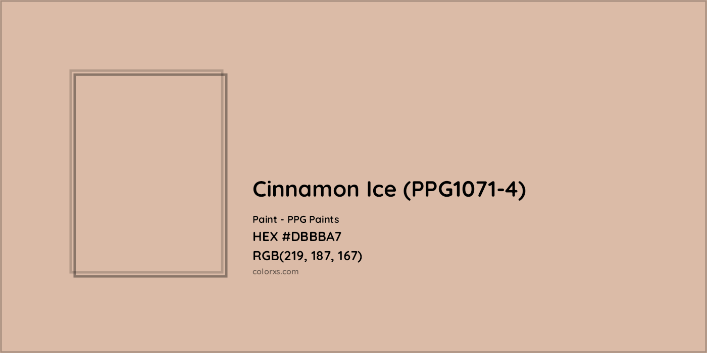 HEX #DBBBA7 Cinnamon Ice (PPG1071-4) Paint PPG Paints - Color Code