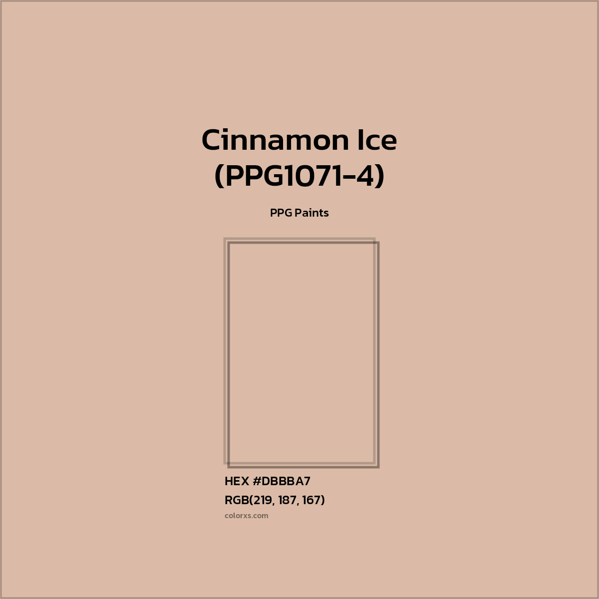 HEX #DBBBA7 Cinnamon Ice (PPG1071-4) Paint PPG Paints - Color Code