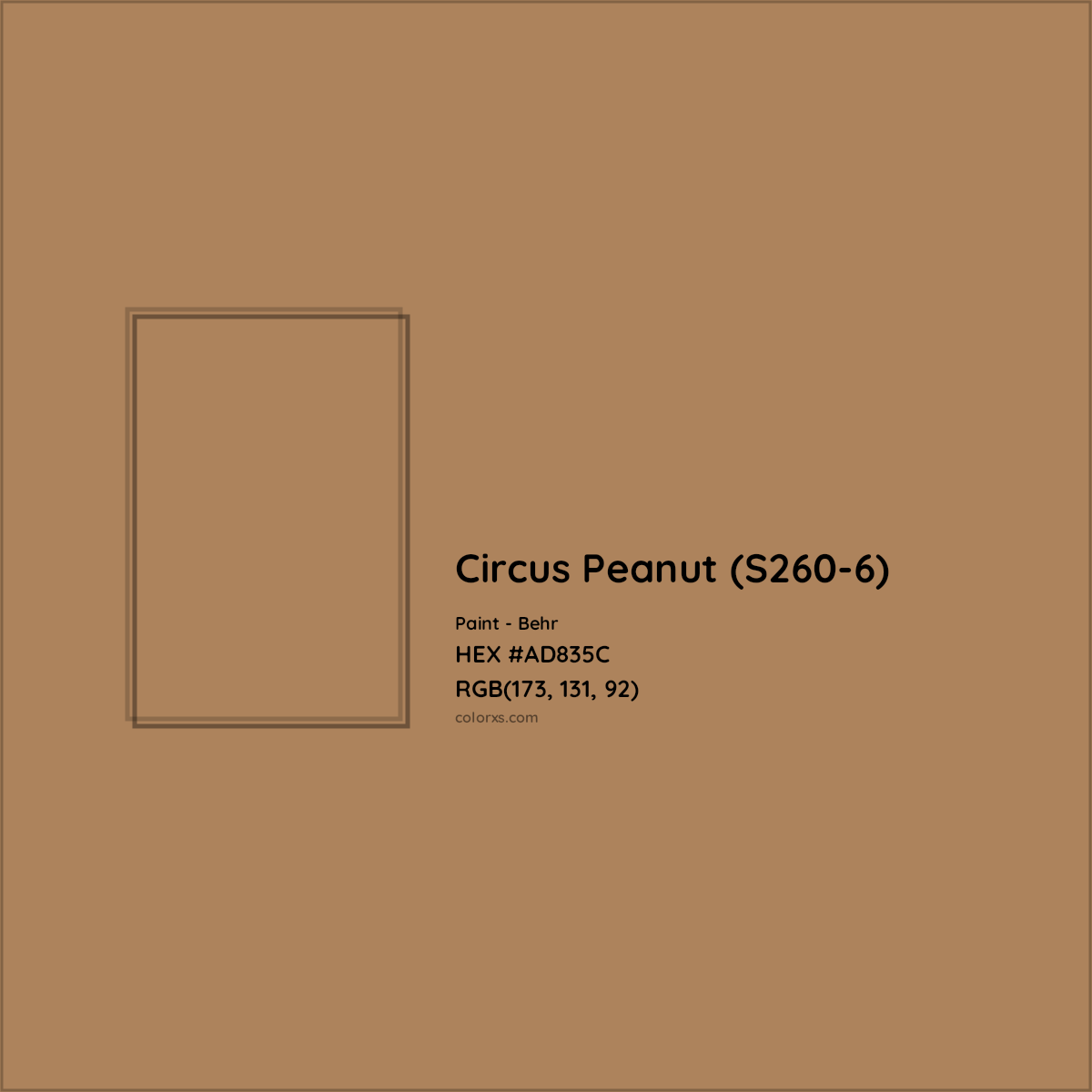 HEX #AD835C Circus Peanut (S260-6) Paint Behr - Color Code