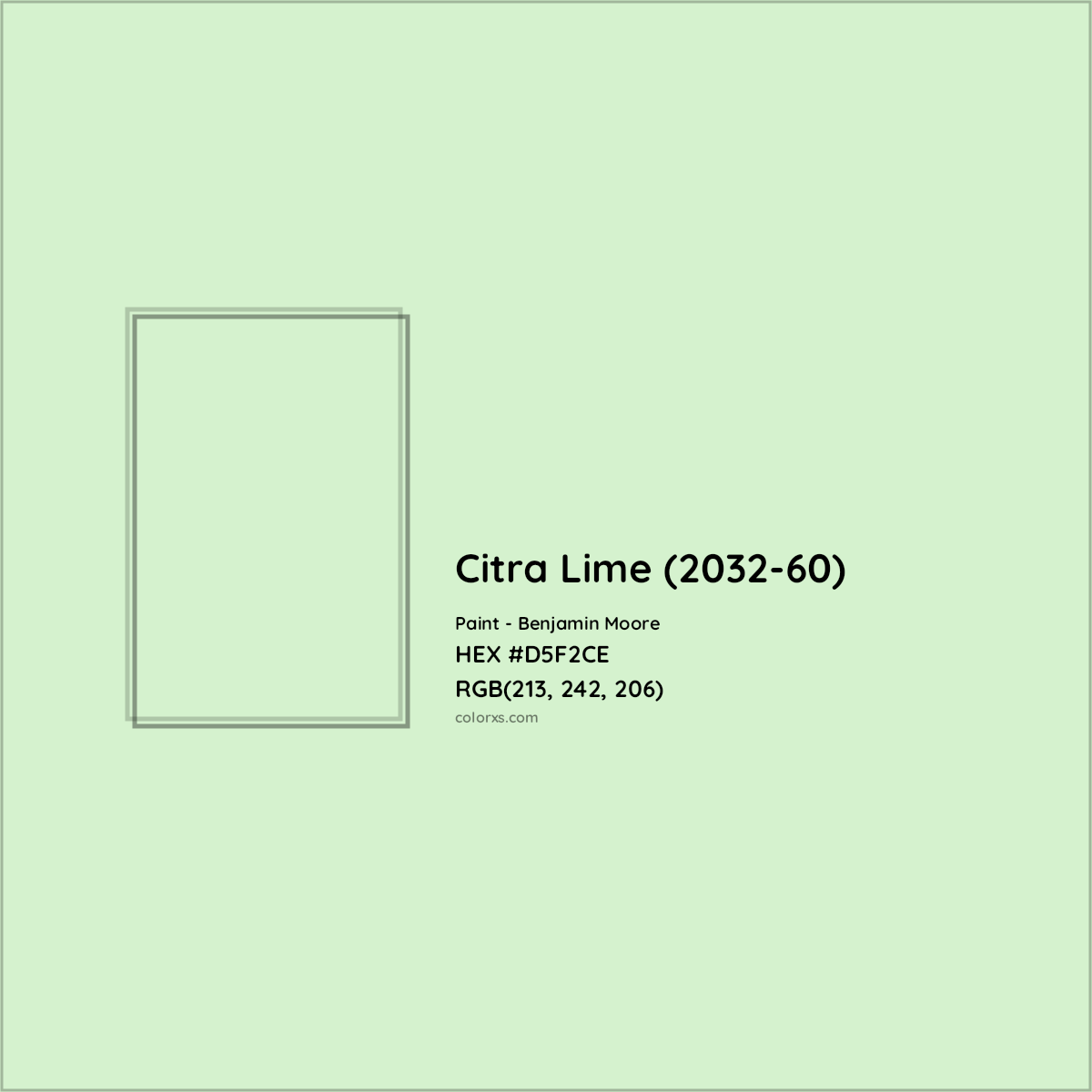 HEX #D5F2CE Citra Lime (2032-60) Paint Benjamin Moore - Color Code