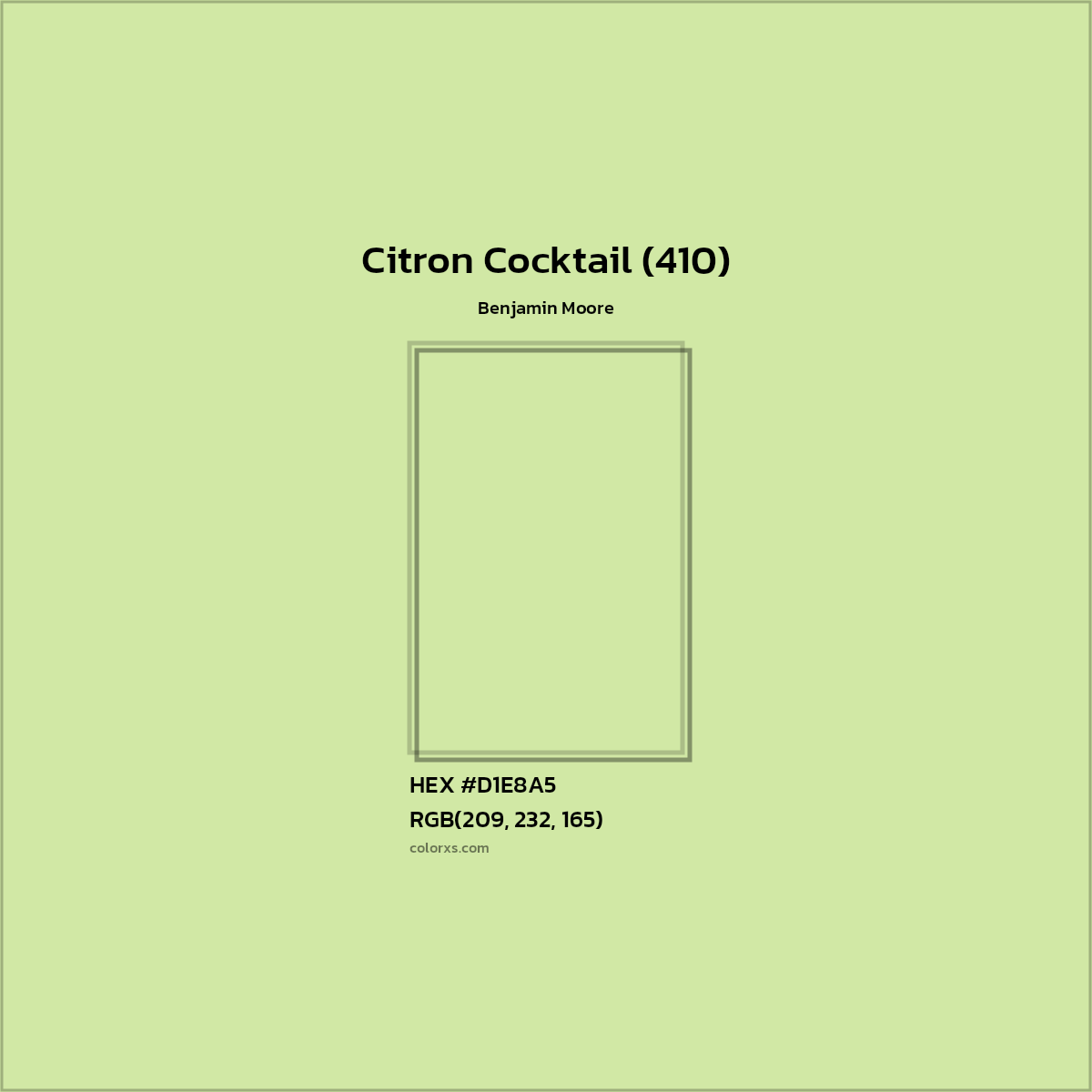 HEX #D1E8A5 Citron Cocktail (410) Paint Benjamin Moore - Color Code