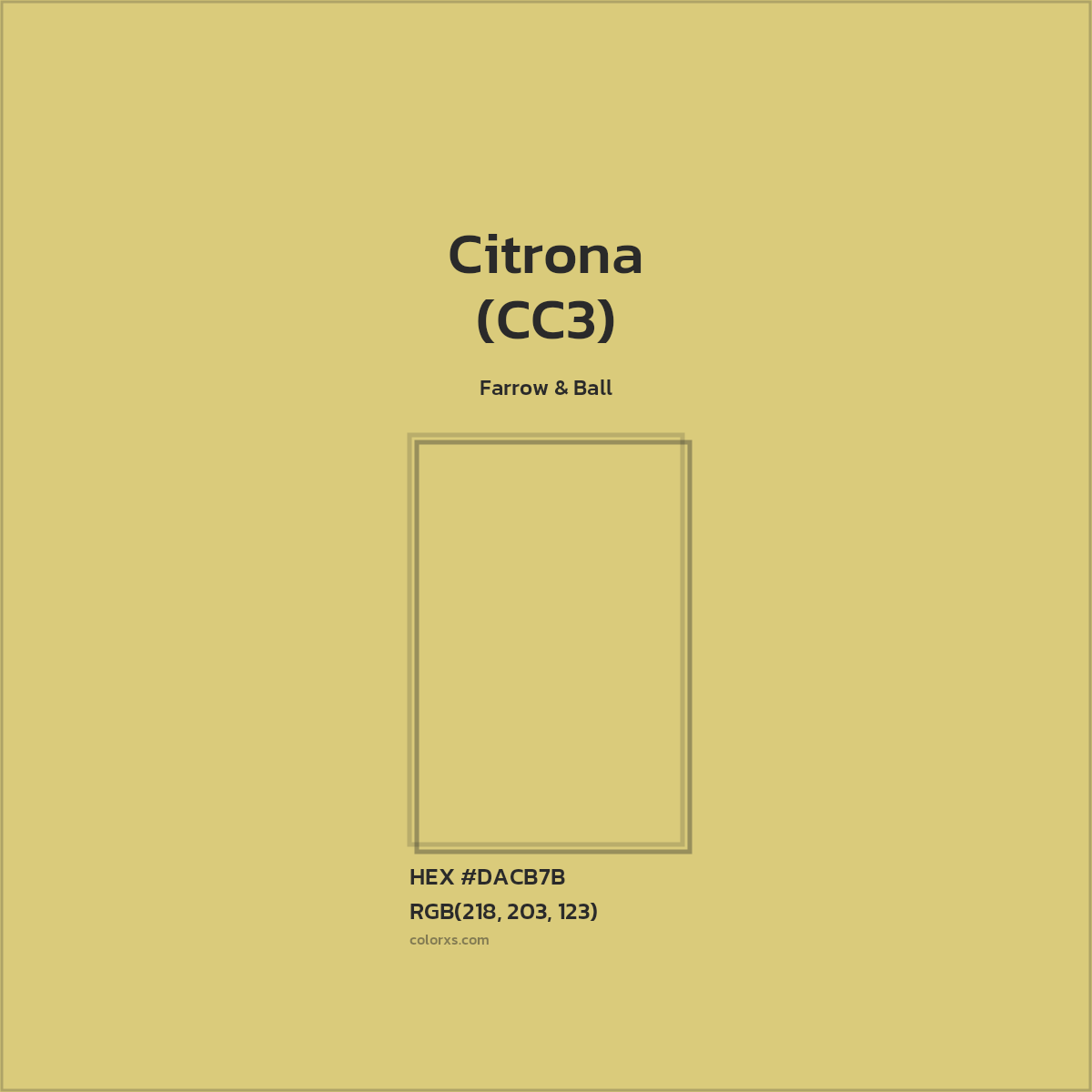 HEX #DACB7B Citrona (CC3) Paint Farrow & Ball - Color Code