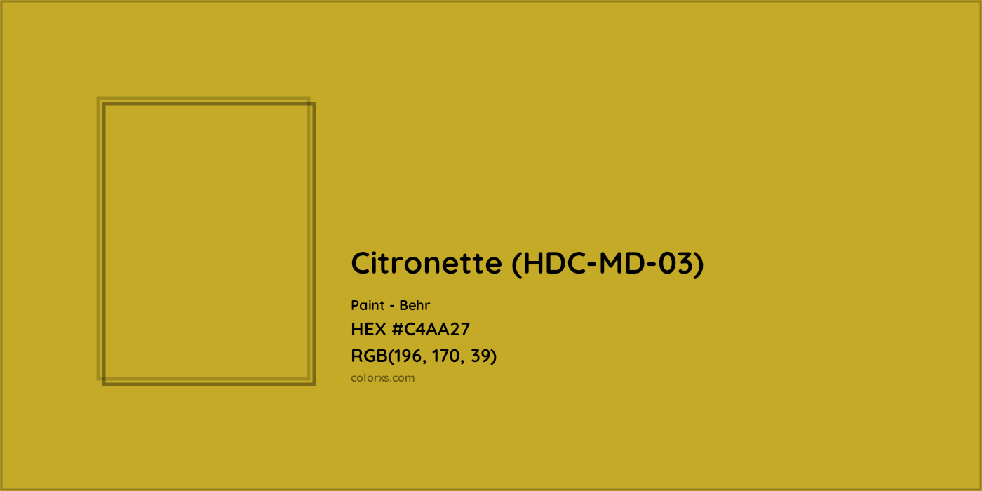 HEX #C4AA27 Citronette (HDC-MD-03) Paint Behr - Color Code