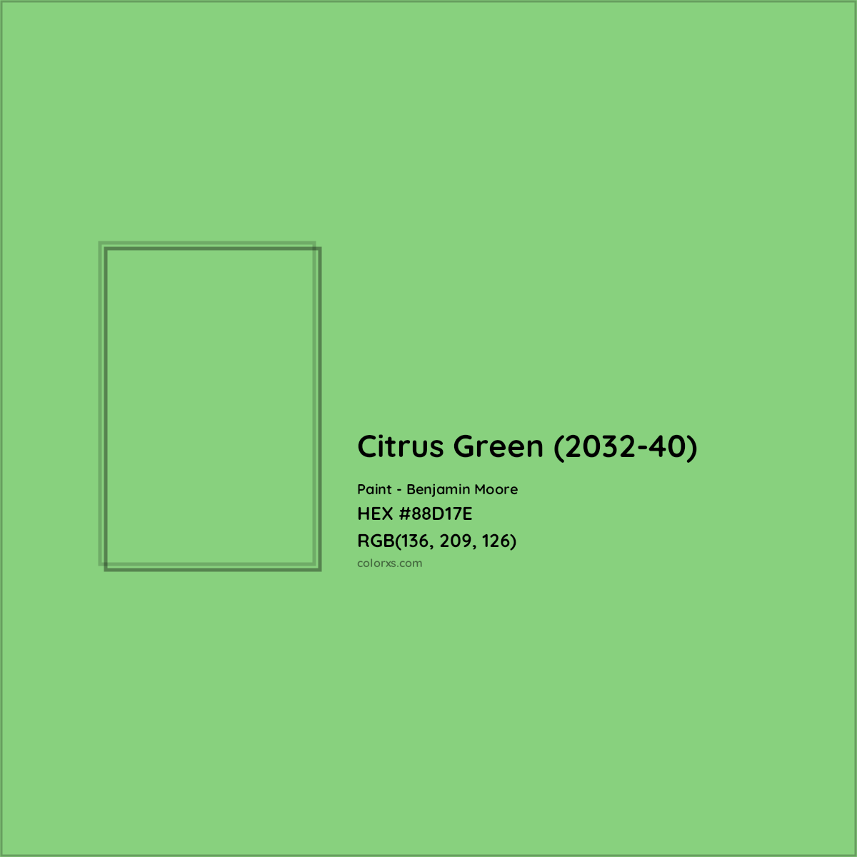 HEX #88D17E Citrus Green (2032-40) Paint Benjamin Moore - Color Code