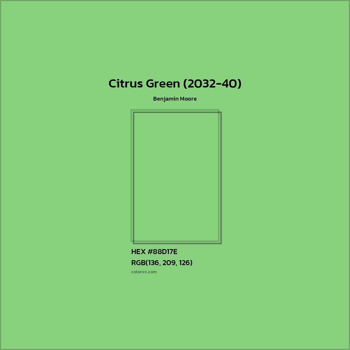 HEX #88D17E Citrus Green (2032-40) Paint Benjamin Moore - Color Code