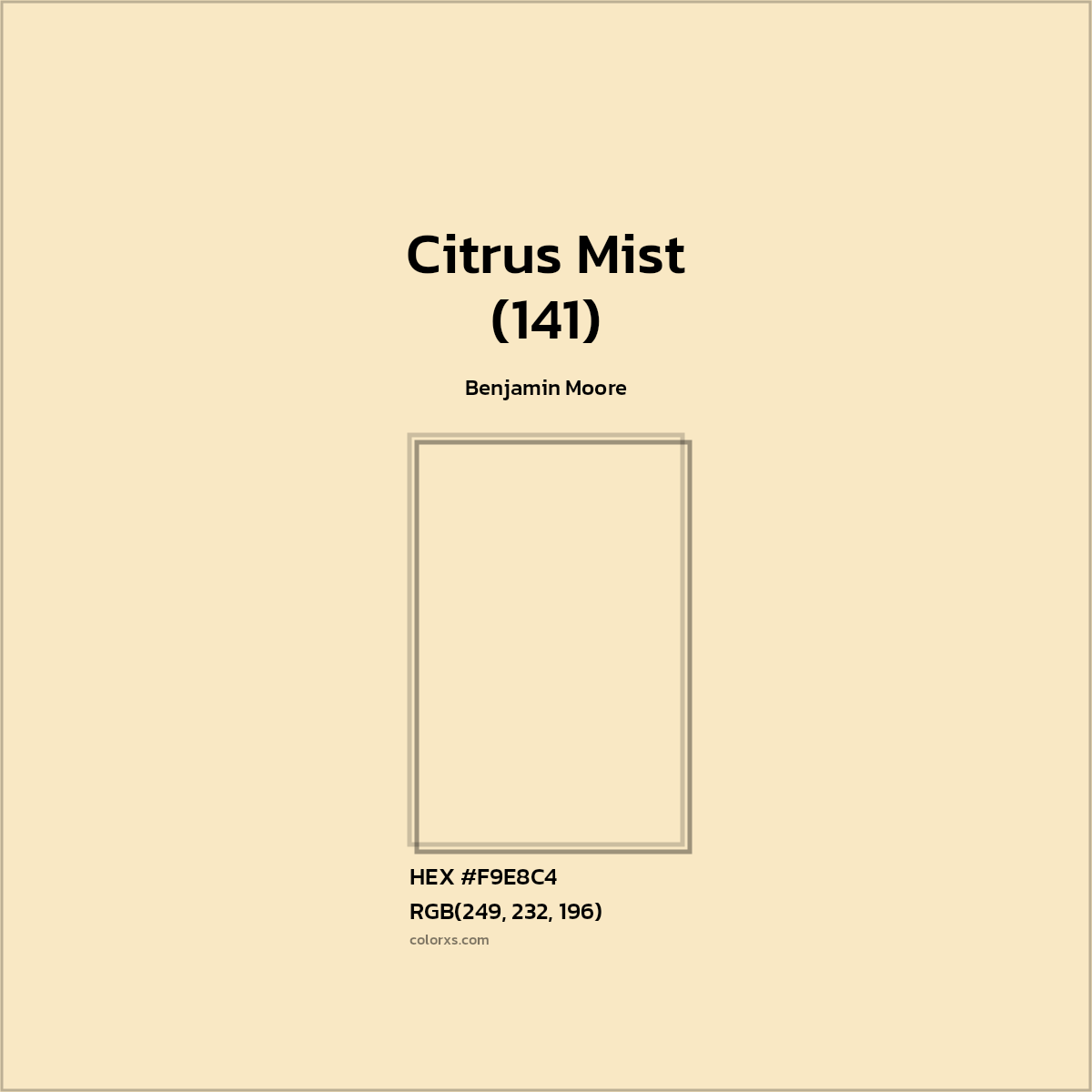 HEX #F9E8C4 Citrus Mist (141) Paint Benjamin Moore - Color Code