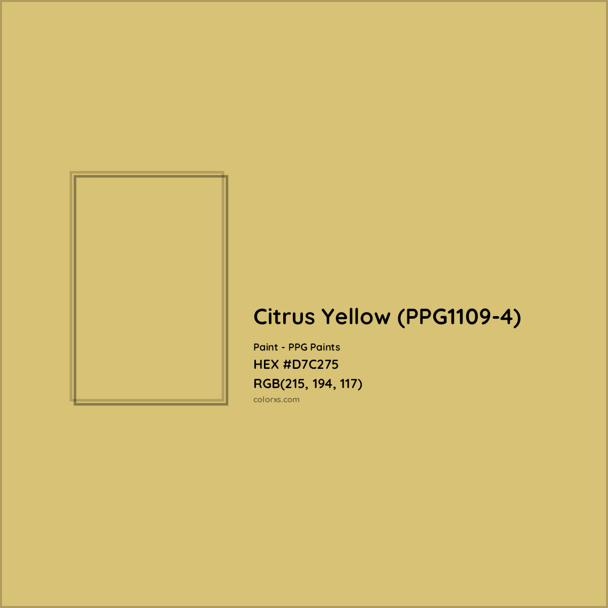 HEX #D7C275 Citrus Yellow (PPG1109-4) Paint PPG Paints - Color Code