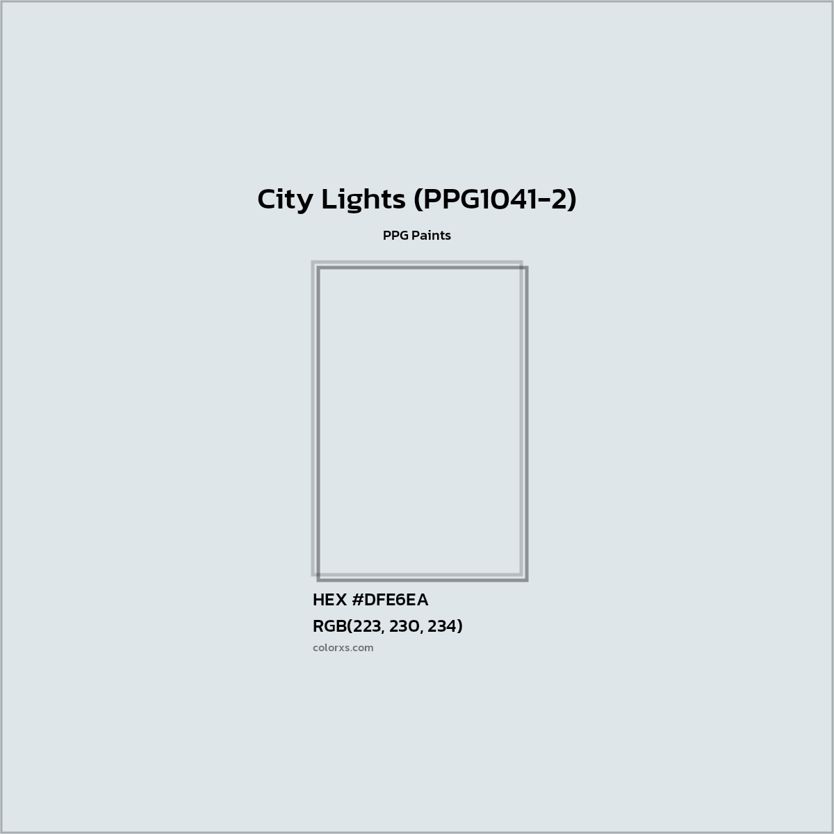 HEX #DFE6EA City Lights (PPG1041-2) Paint PPG Paints - Color Code