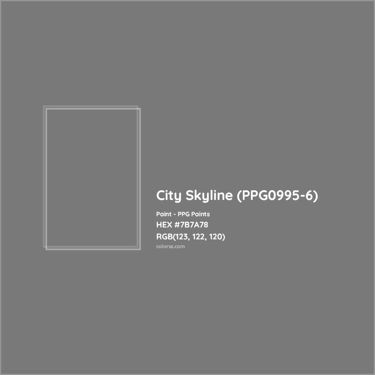 HEX #7B7A78 City Skyline (PPG0995-6) Paint PPG Paints - Color Code