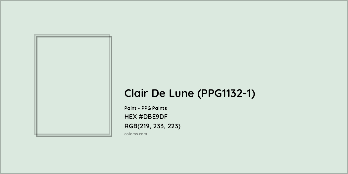 HEX #DBE9DF Clair De Lune (PPG1132-1) Paint PPG Paints - Color Code