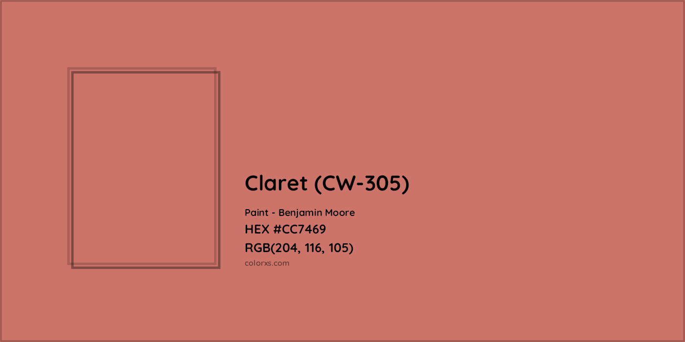 HEX #CC7469 Claret (CW-305) Paint Benjamin Moore - Color Code