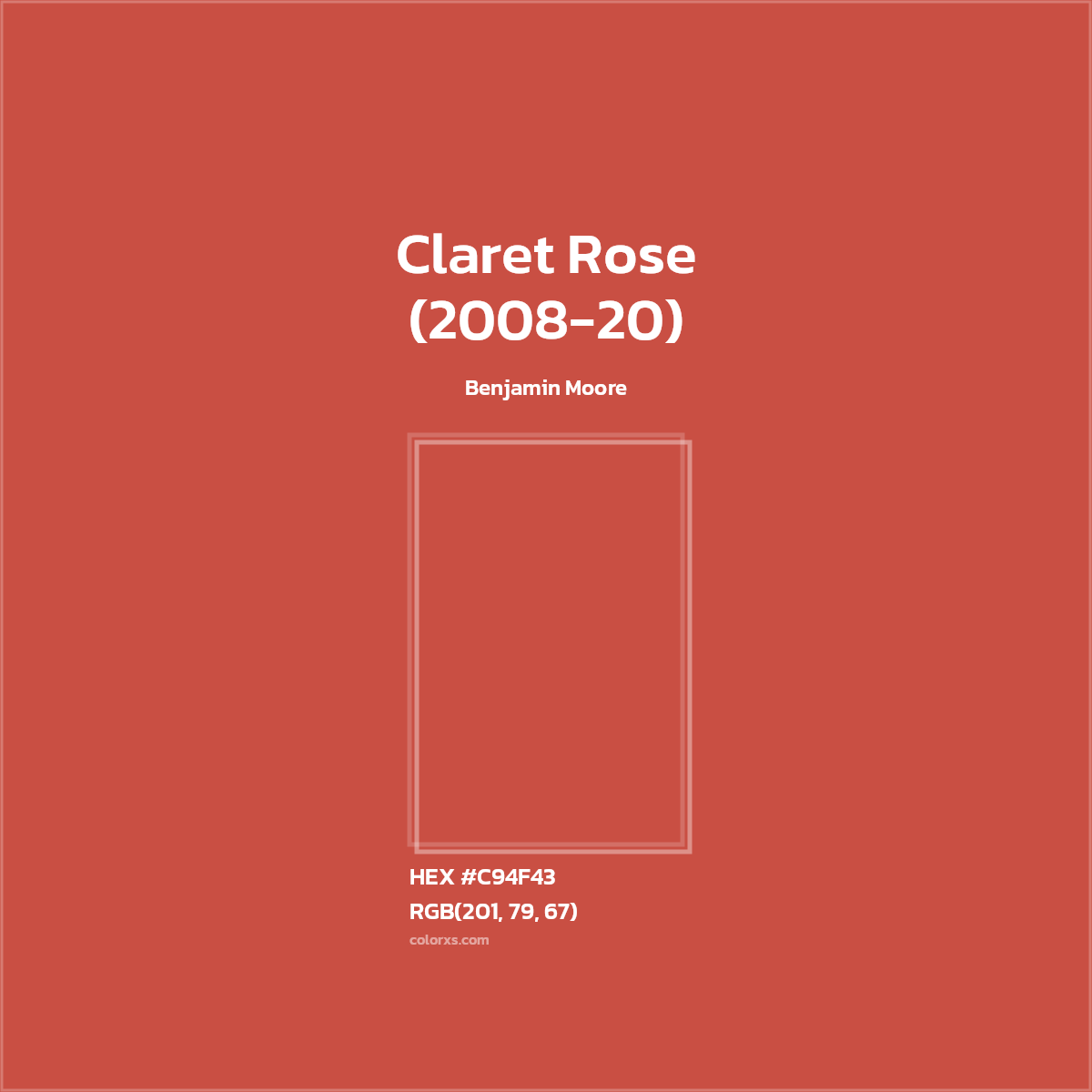 HEX #C94F43 Claret Rose (2008-20) Paint Benjamin Moore - Color Code