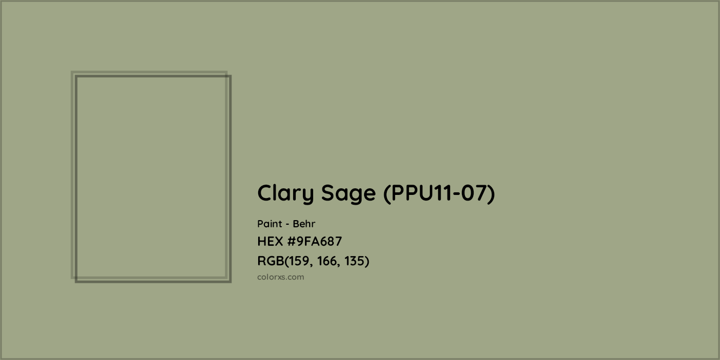 HEX #9FA687 Clary Sage (PPU11-07) Paint Behr - Color Code