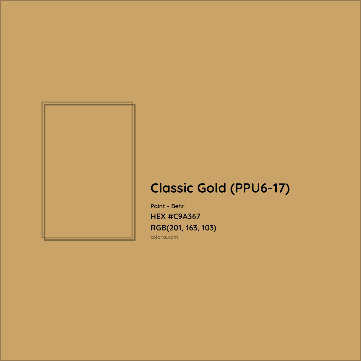 HEX #C9A367 Classic Gold (PPU6-17) Paint Behr - Color Code