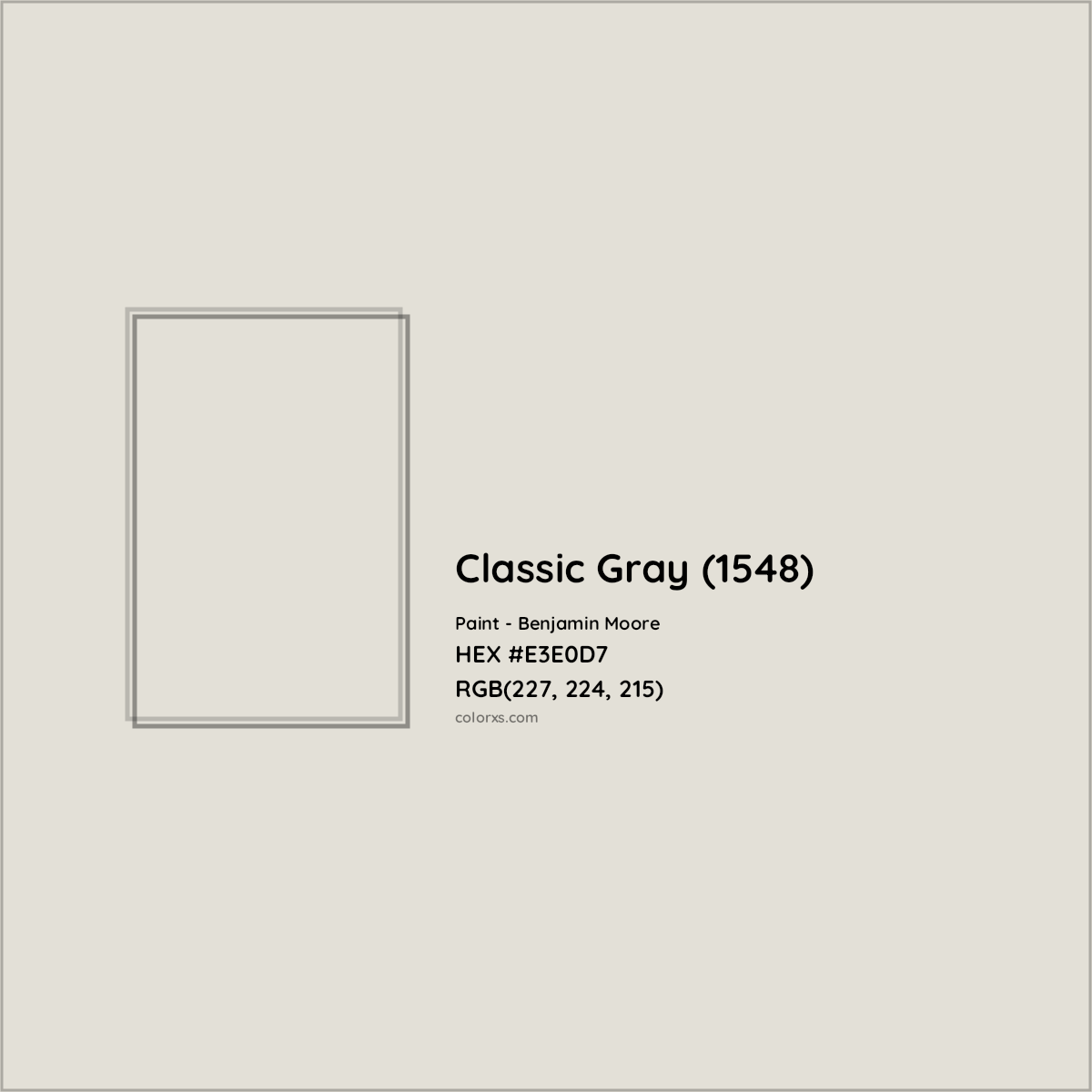 HEX #E3E0D7 Classic Gray (1548) Paint Benjamin Moore - Color Code