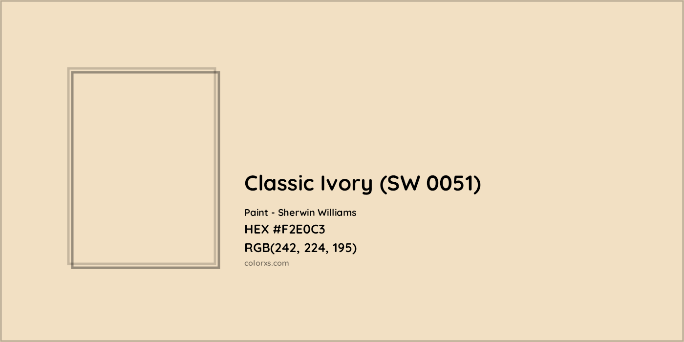 HEX #F2E0C3 Classic Ivory (SW 0051) Paint Sherwin Williams - Color Code