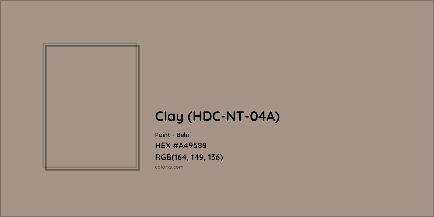 HEX #A49588 Clay (HDC-NT-04A) Paint Behr - Color Code