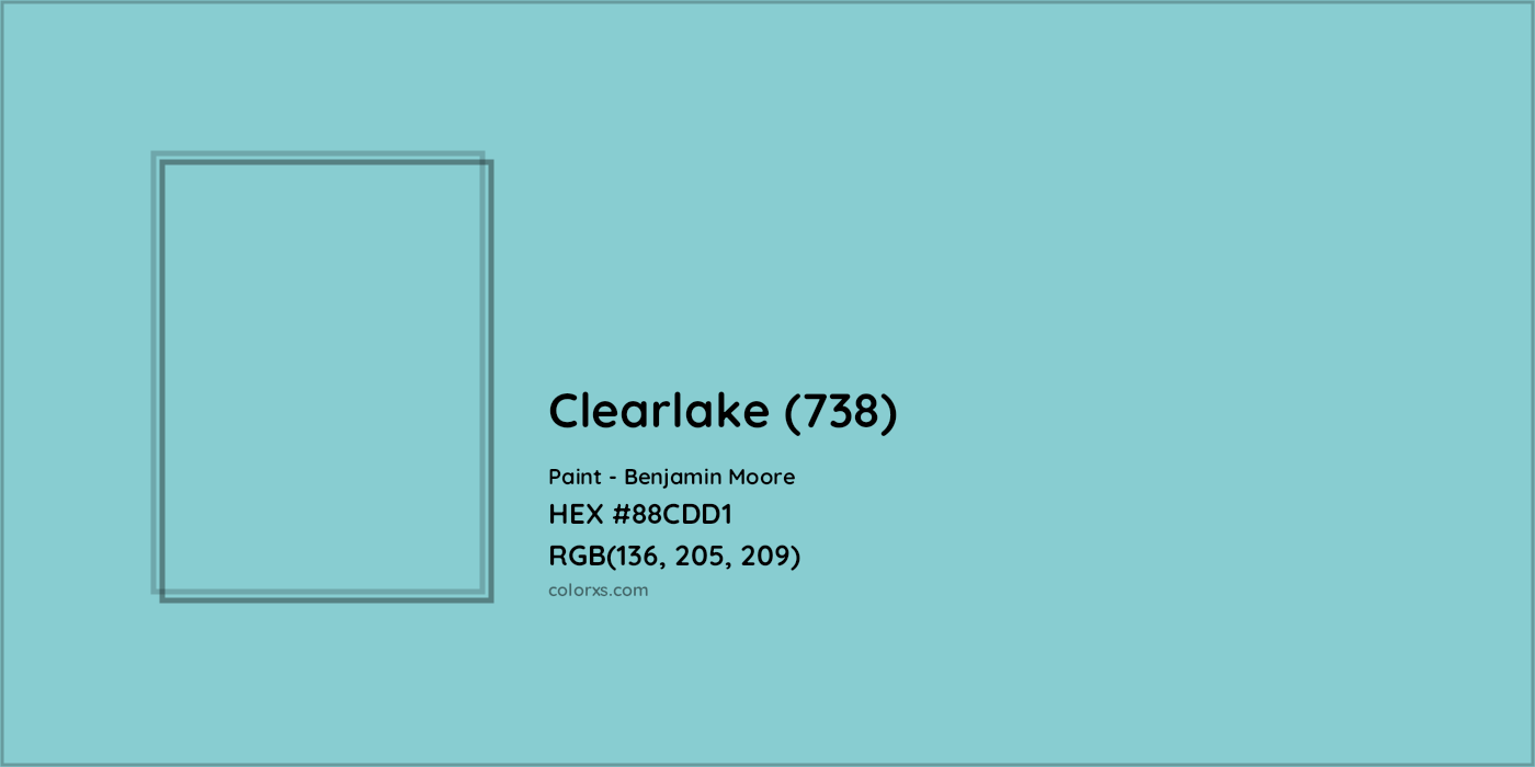 HEX #88CDD1 Clearlake (738) Paint Benjamin Moore - Color Code