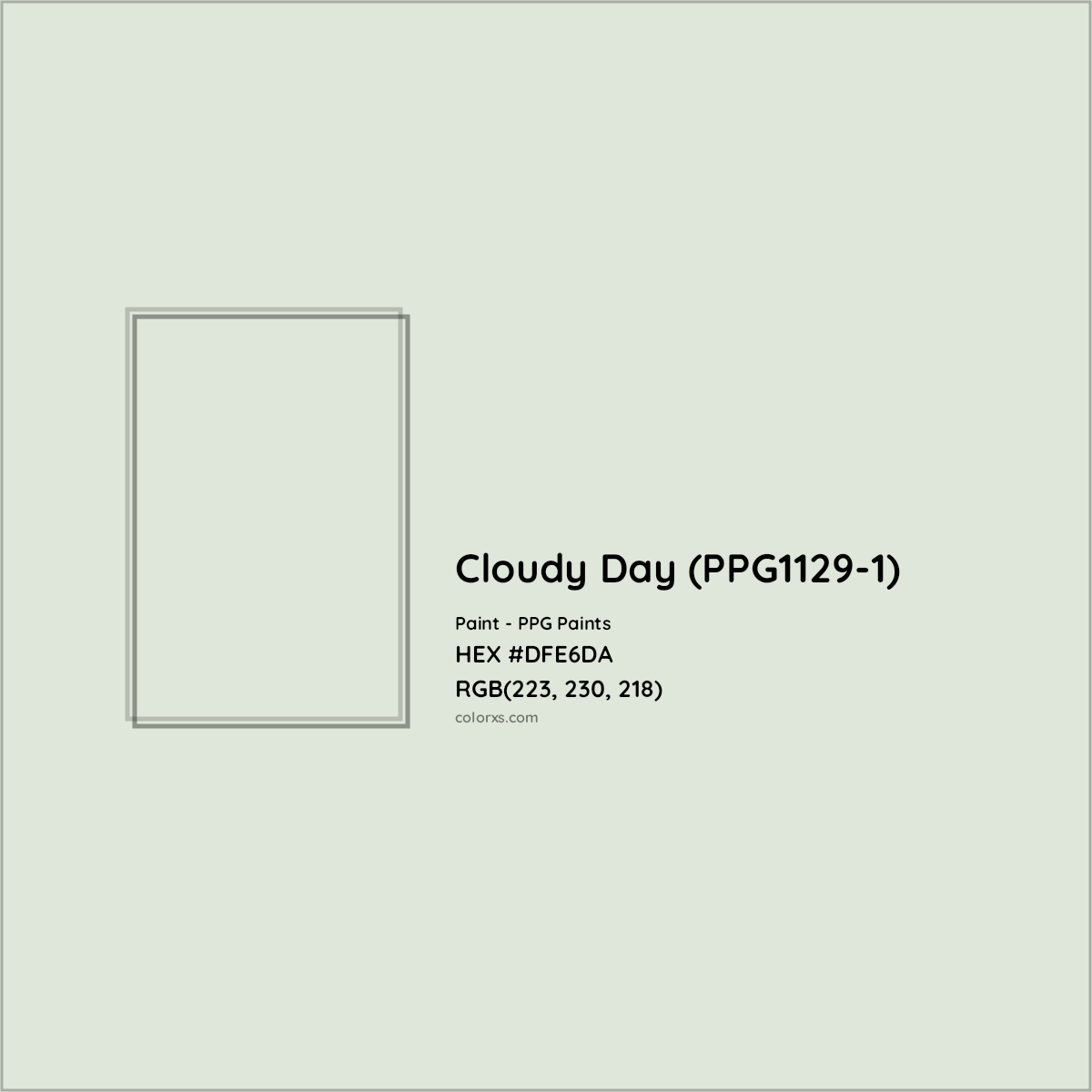 HEX #DFE6DA Cloudy Day (PPG1129-1) Paint PPG Paints - Color Code