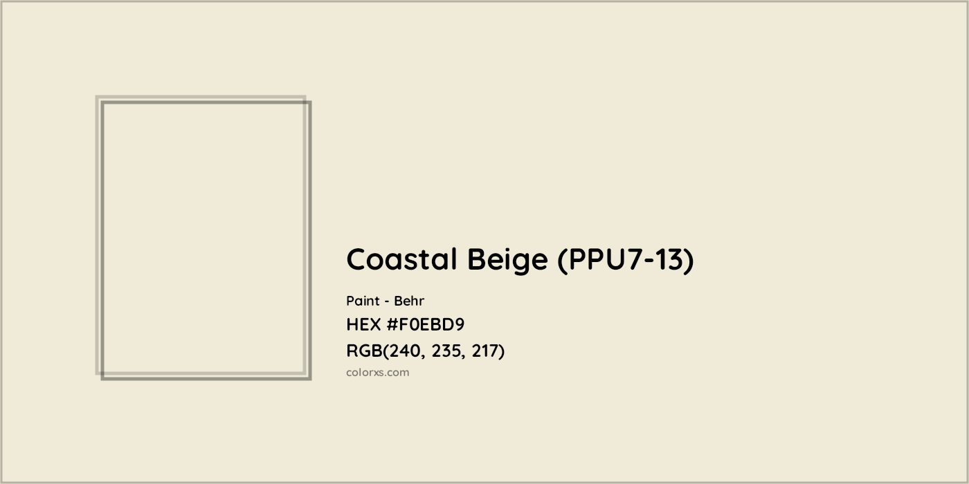HEX #F0EBD9 Coastal Beige (PPU7-13) Paint Behr - Color Code