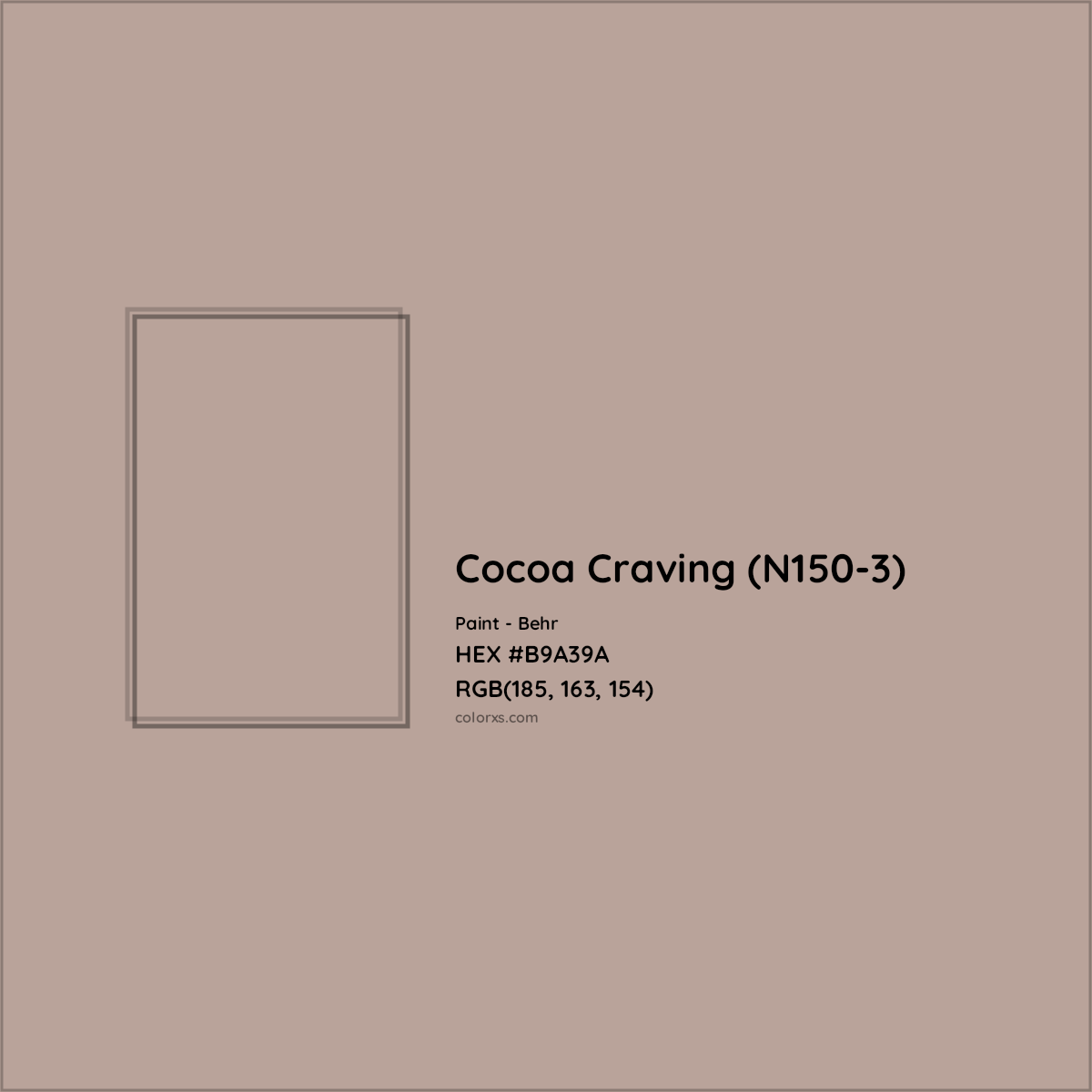 HEX #B9A39A Cocoa Craving (N150-3) Paint Behr - Color Code