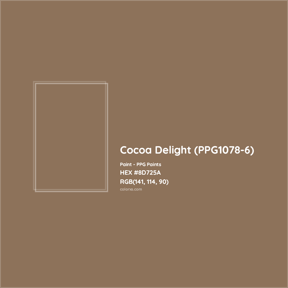 HEX #8D725A Cocoa Delight (PPG1078-6) Paint PPG Paints - Color Code