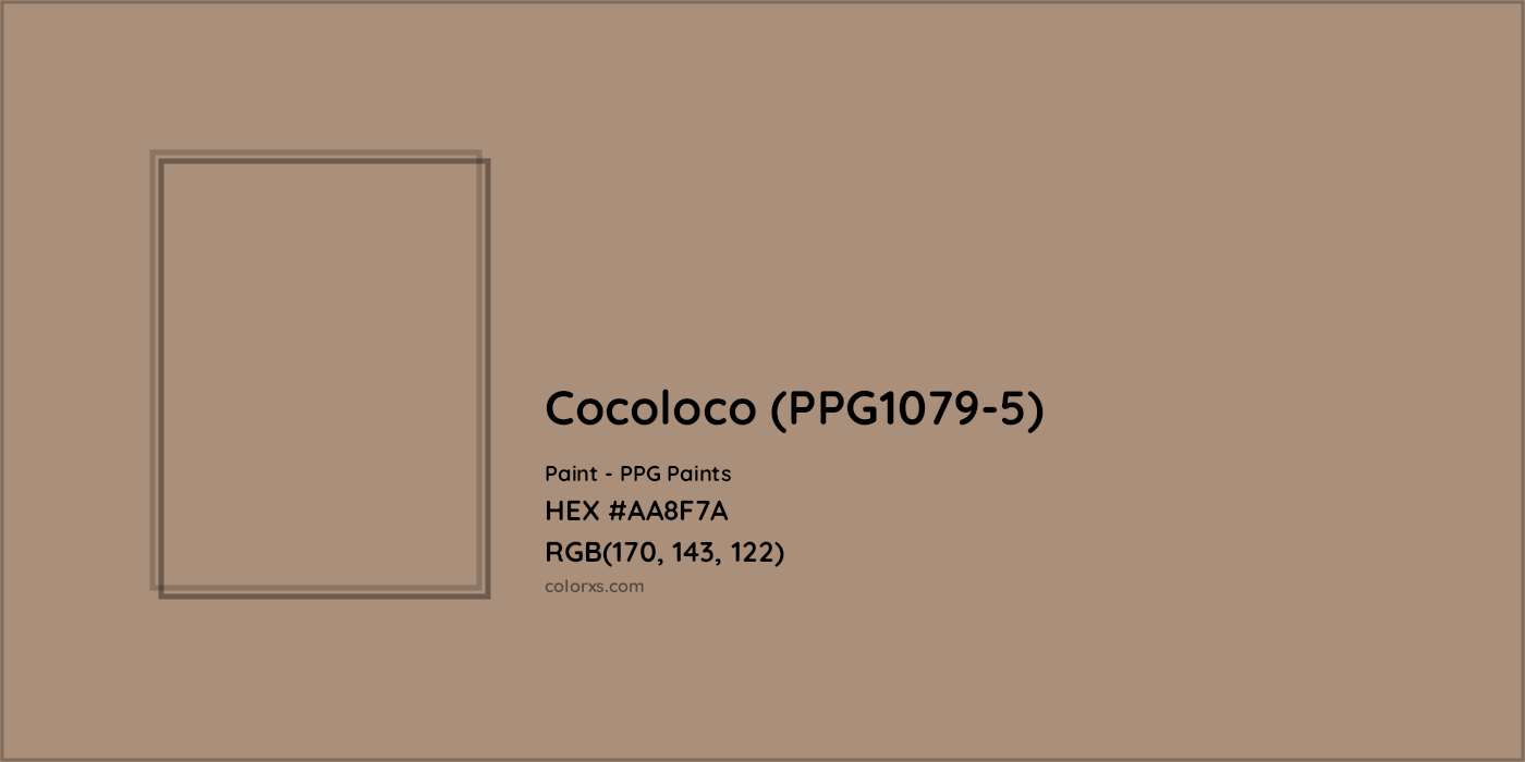 HEX #AA8F7A Cocoloco (PPG1079-5) Paint PPG Paints - Color Code