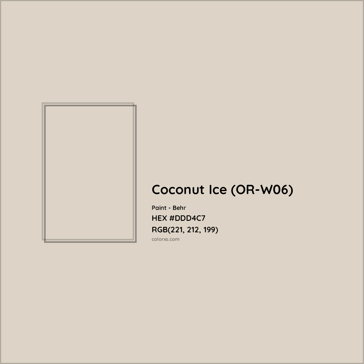 HEX #DDD4C7 Coconut Ice (OR-W06) Paint Behr - Color Code