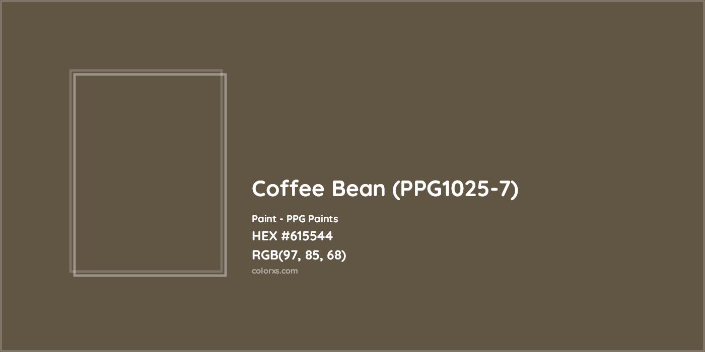 HEX #615544 Coffee Bean (PPG1025-7) Paint PPG Paints - Color Code