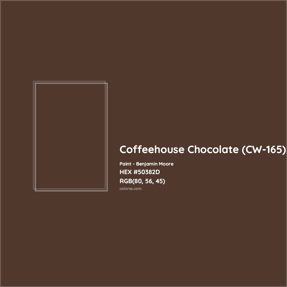 HEX #50382D Coffeehouse Chocolate (CW-165) Paint Benjamin Moore - Color Code
