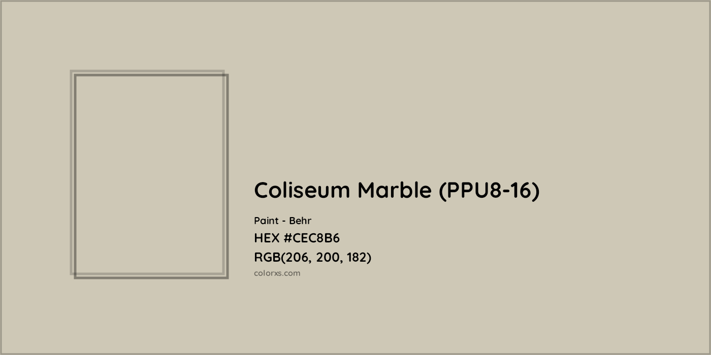 HEX #CEC8B6 Coliseum Marble (PPU8-16) Paint Behr - Color Code