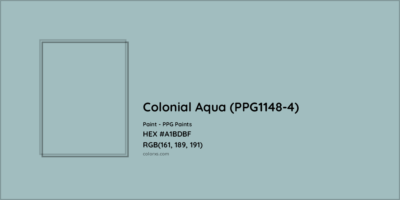 HEX #A1BDBF Colonial Aqua (PPG1148-4) Paint PPG Paints - Color Code