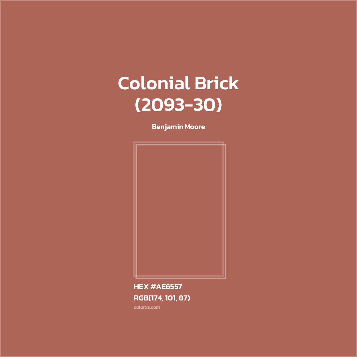 HEX #AE6557 Colonial Brick (2093-30) Paint Benjamin Moore - Color Code