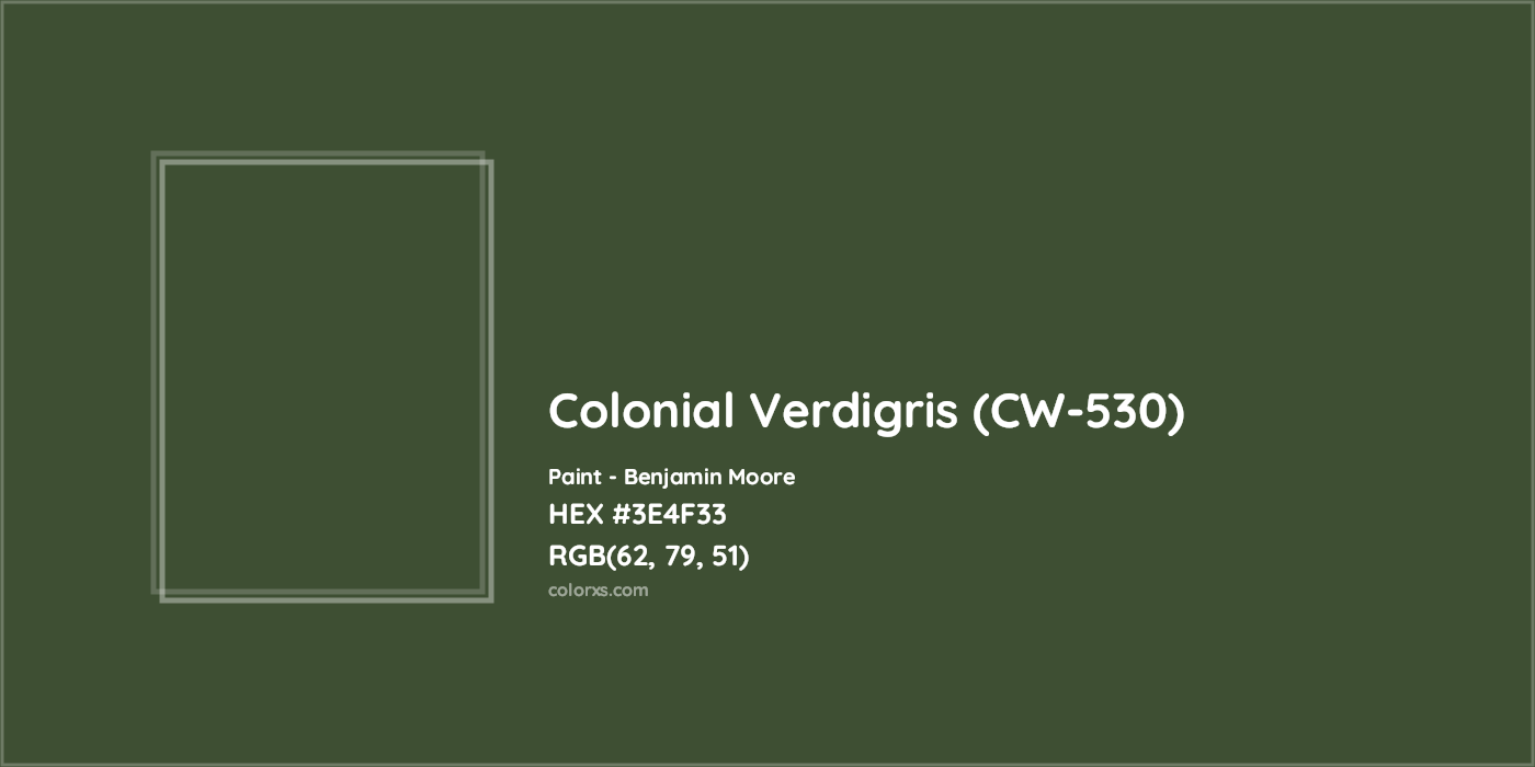 HEX #3E4F33 Colonial Verdigris (CW-530) Paint Benjamin Moore - Color Code