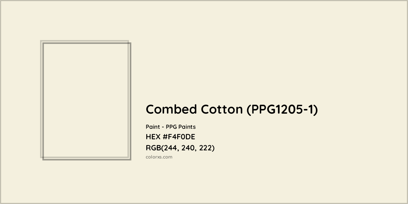 HEX #F4F0DE Combed Cotton (PPG1205-1) Paint PPG Paints - Color Code