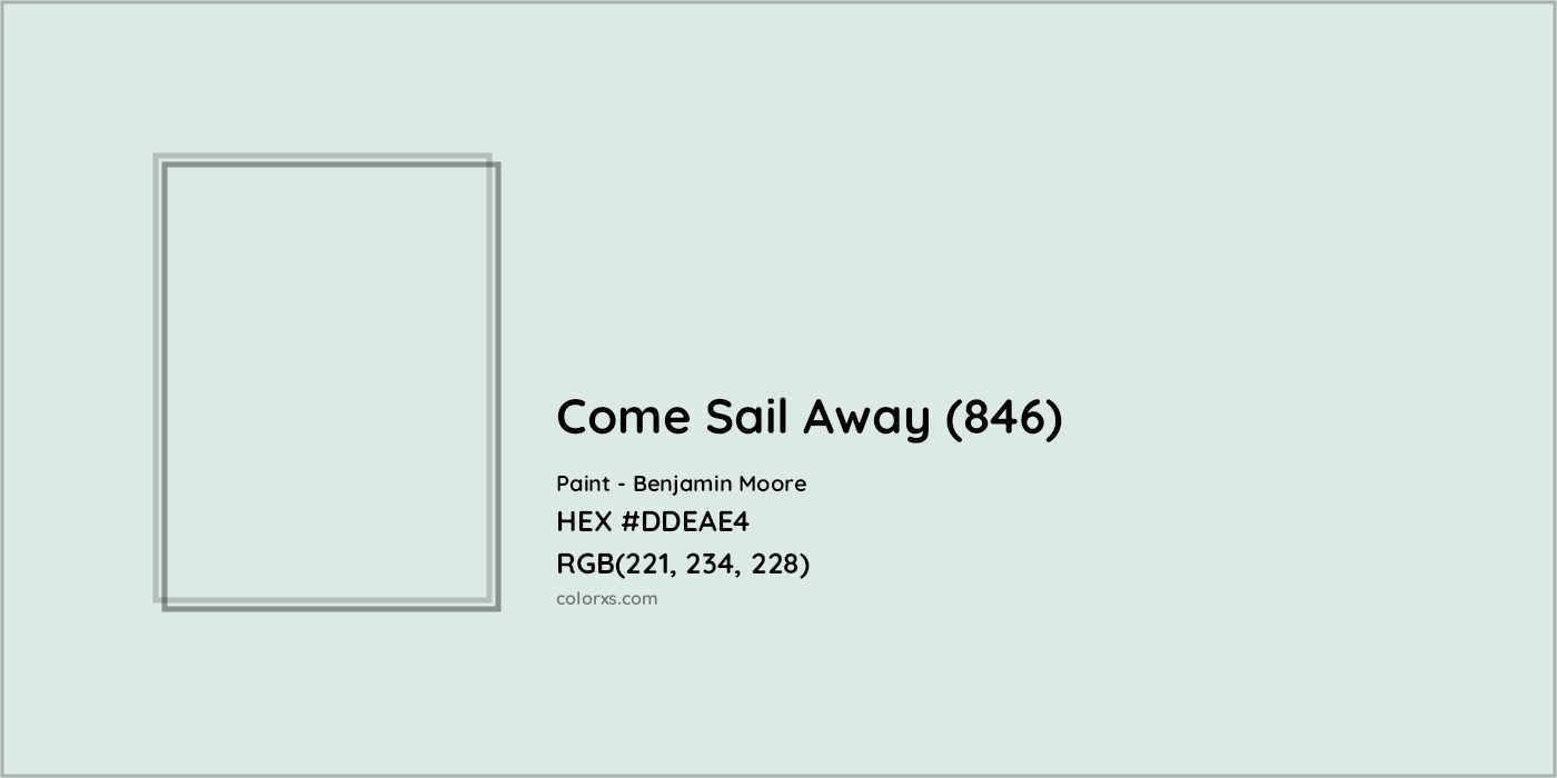 HEX #DDEAE4 Come Sail Away (846) Paint Benjamin Moore - Color Code
