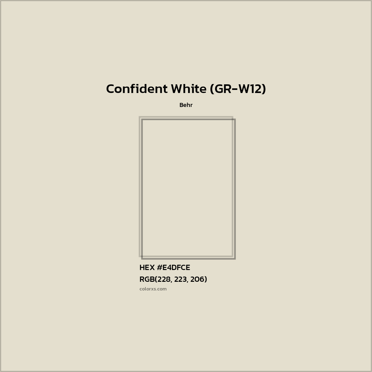 HEX #E4DFCE Confident White (GR-W12) Paint Behr - Color Code