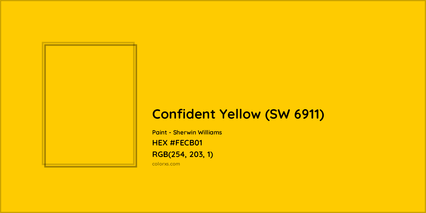 HEX #FECB01 Confident Yellow (SW 6911) Paint Sherwin Williams - Color Code