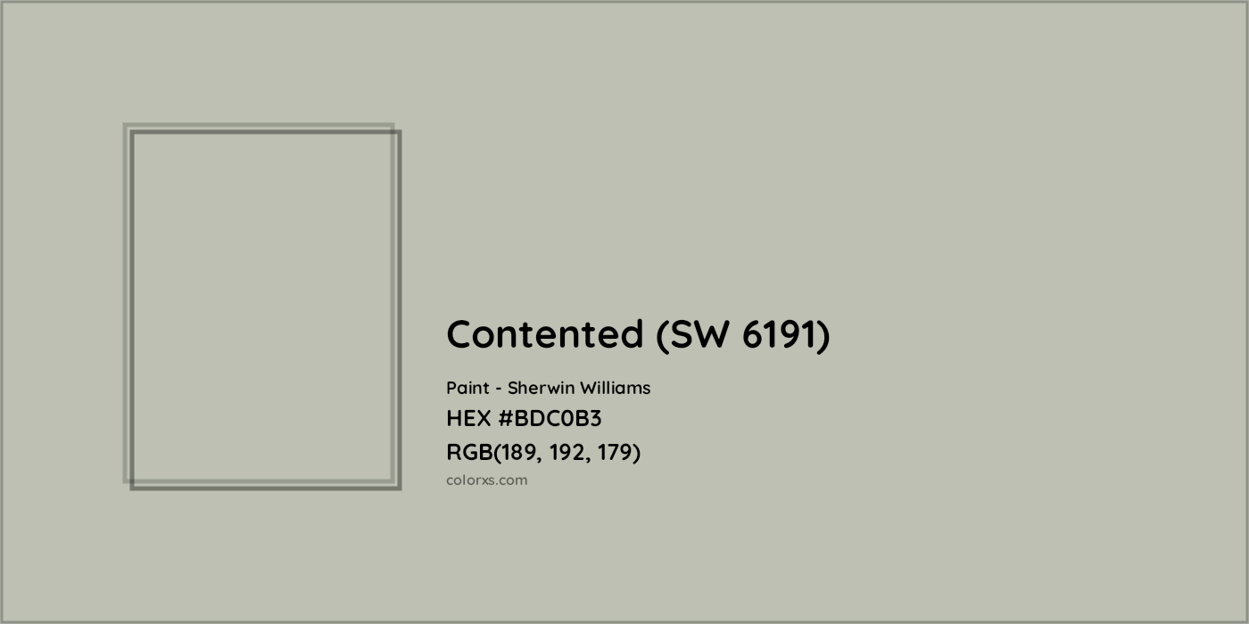 HEX #BDC0B3 Contented (SW 6191) Paint Sherwin Williams - Color Code