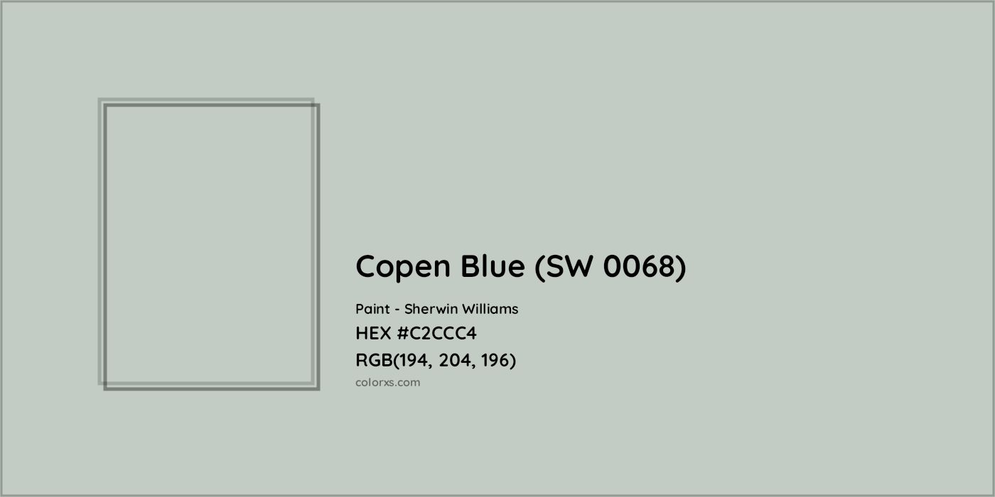 HEX #C2CCC4 Copen Blue (SW 0068) Paint Sherwin Williams - Color Code