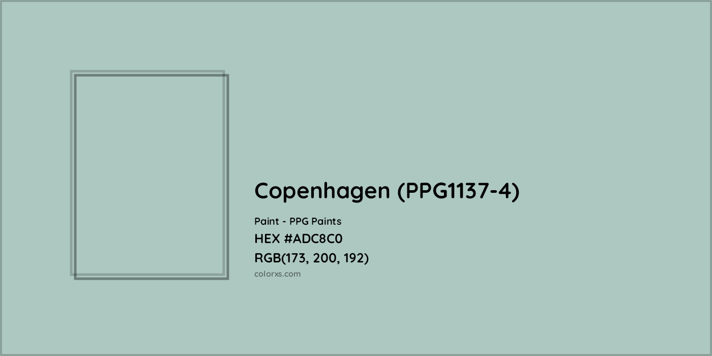 HEX #ADC8C0 Copenhagen (PPG1137-4) Paint PPG Paints - Color Code