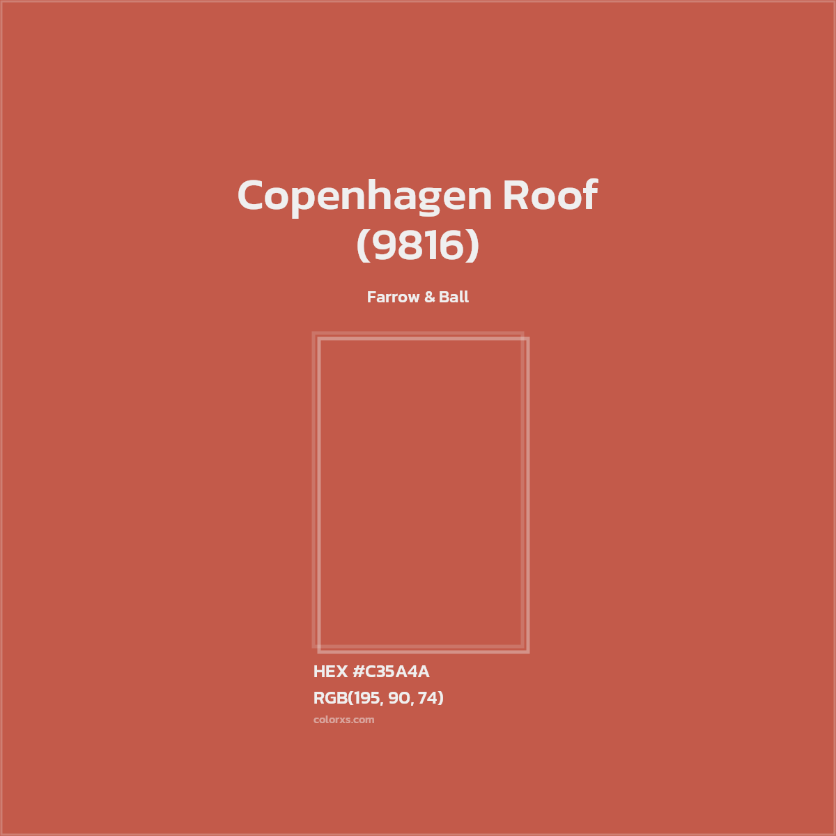 HEX #C35A4A Copenhagen Roof (9816) Paint Farrow & Ball - Color Code