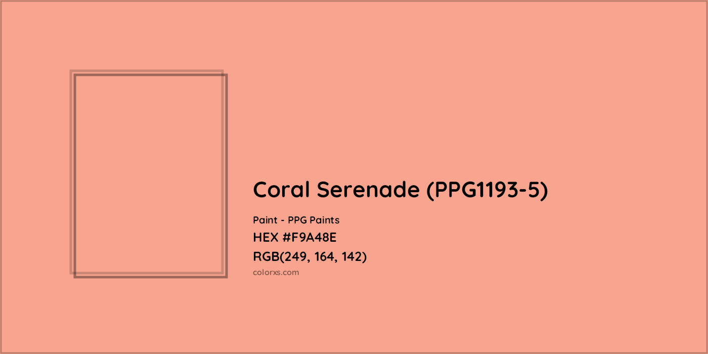 HEX #F9A48E Coral Serenade (PPG1193-5) Paint PPG Paints - Color Code