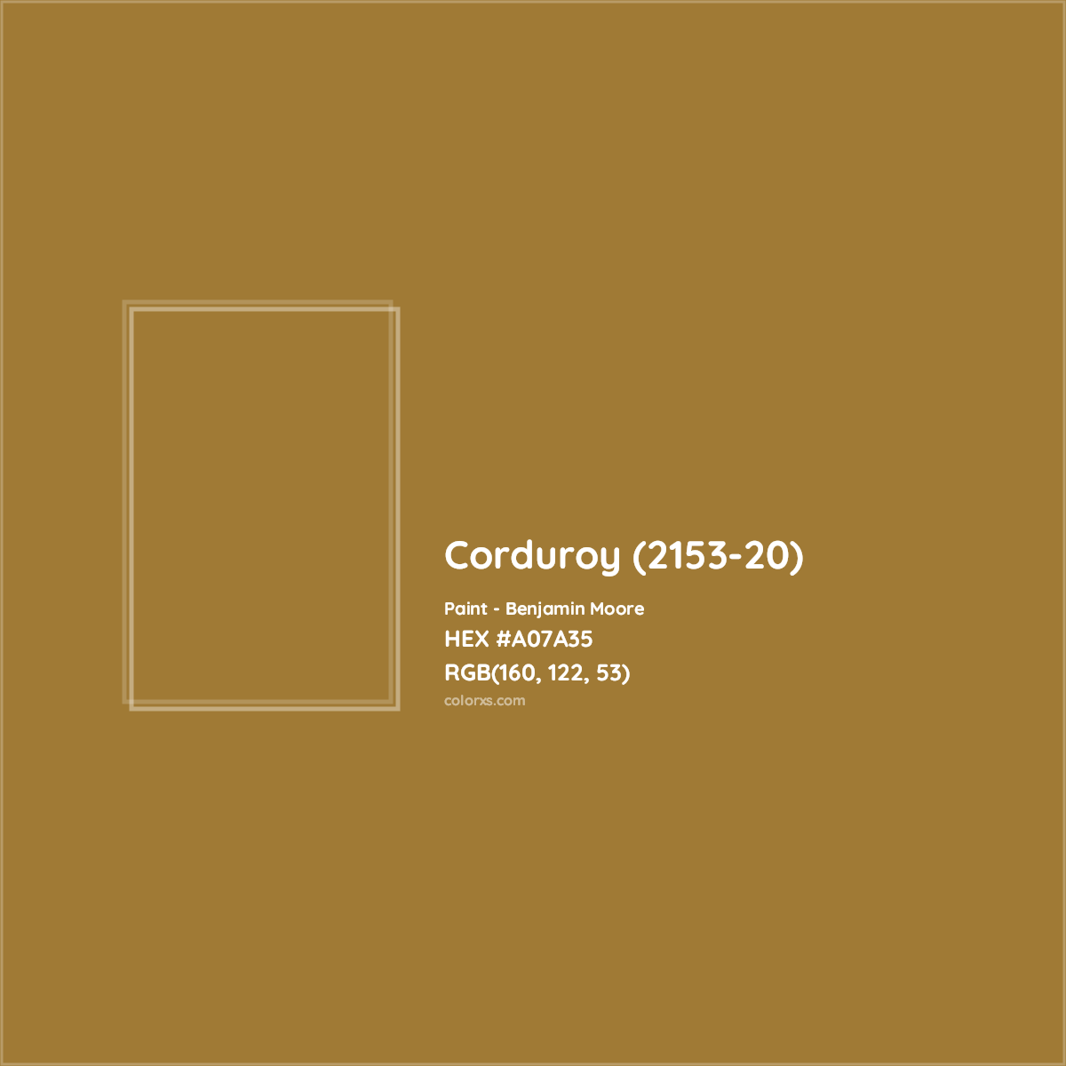 HEX #A07A35 Corduroy (2153-20) Paint Benjamin Moore - Color Code