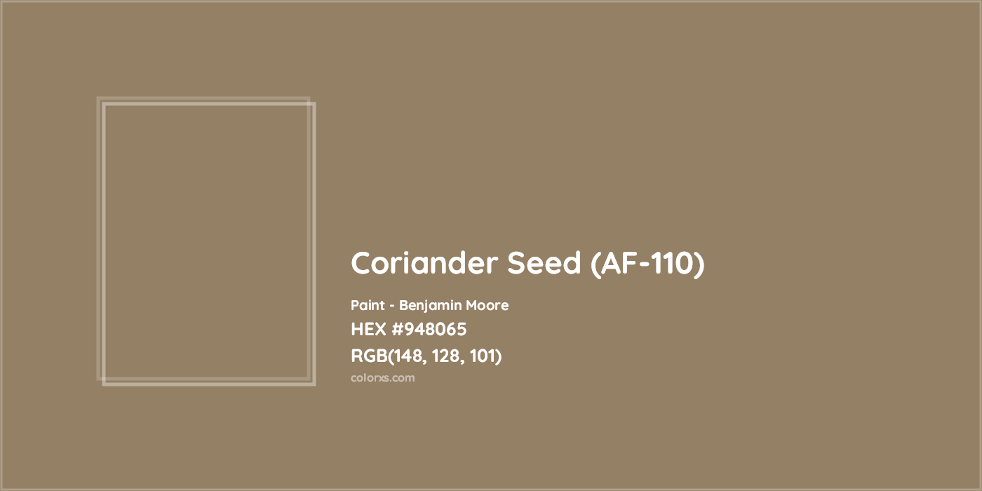 HEX #948065 Coriander Seed (AF-110) Paint Benjamin Moore - Color Code